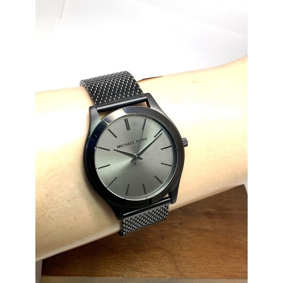 Michael Kors Men's Watch MK9138 Quartz Black Dial Mesh Stainless Steel 44mm - Picture 11 of 14